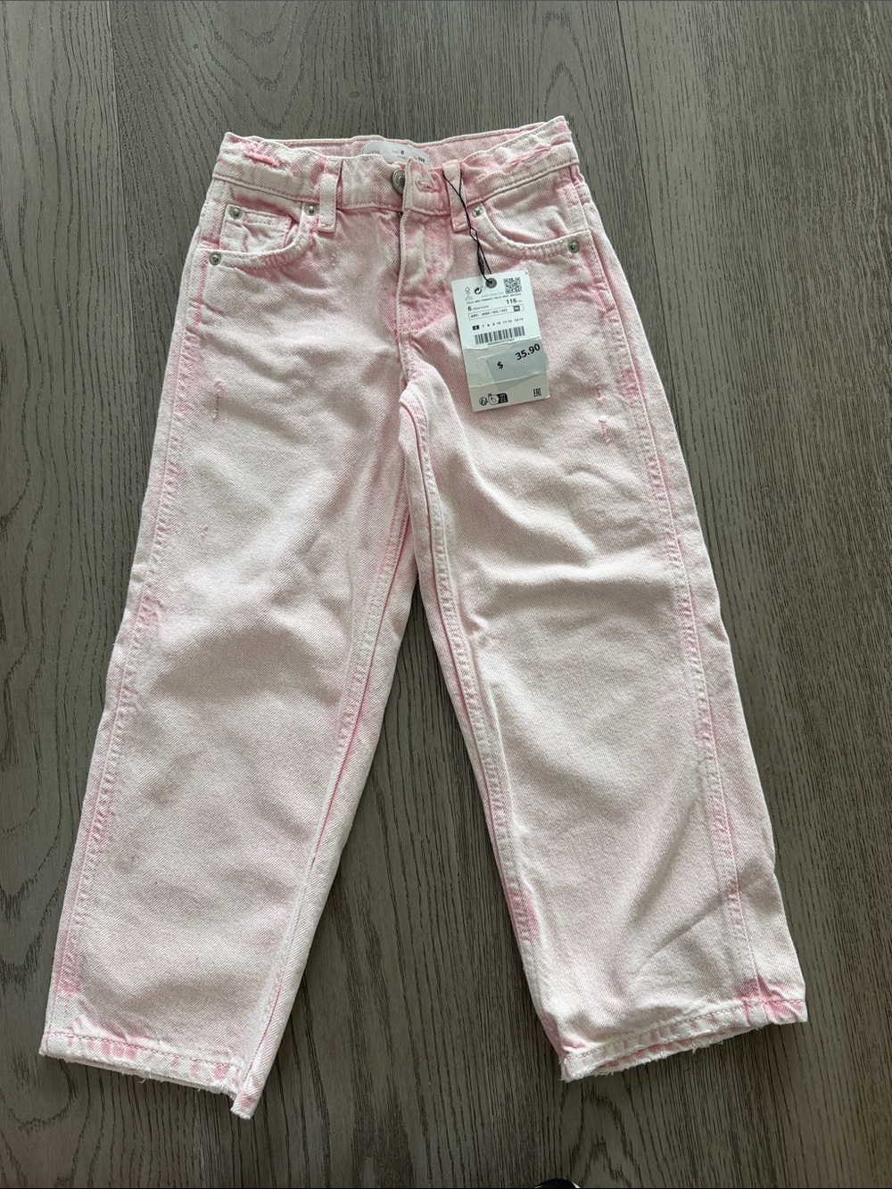 Kids Zara Classic High-Rise Girls' Jeans - Light Pink